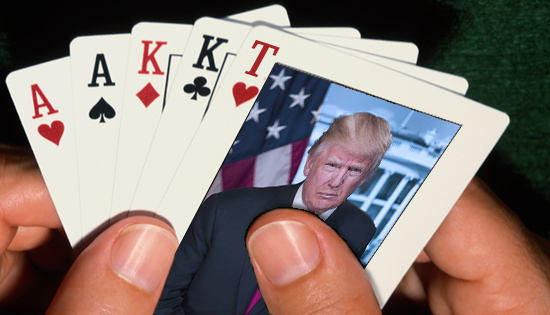 Playing card featuring Donald Trump