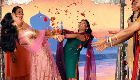 Indian women in costumes celebrating