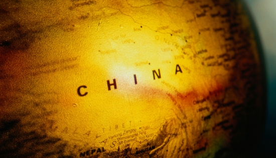 the country of china shown on a globe