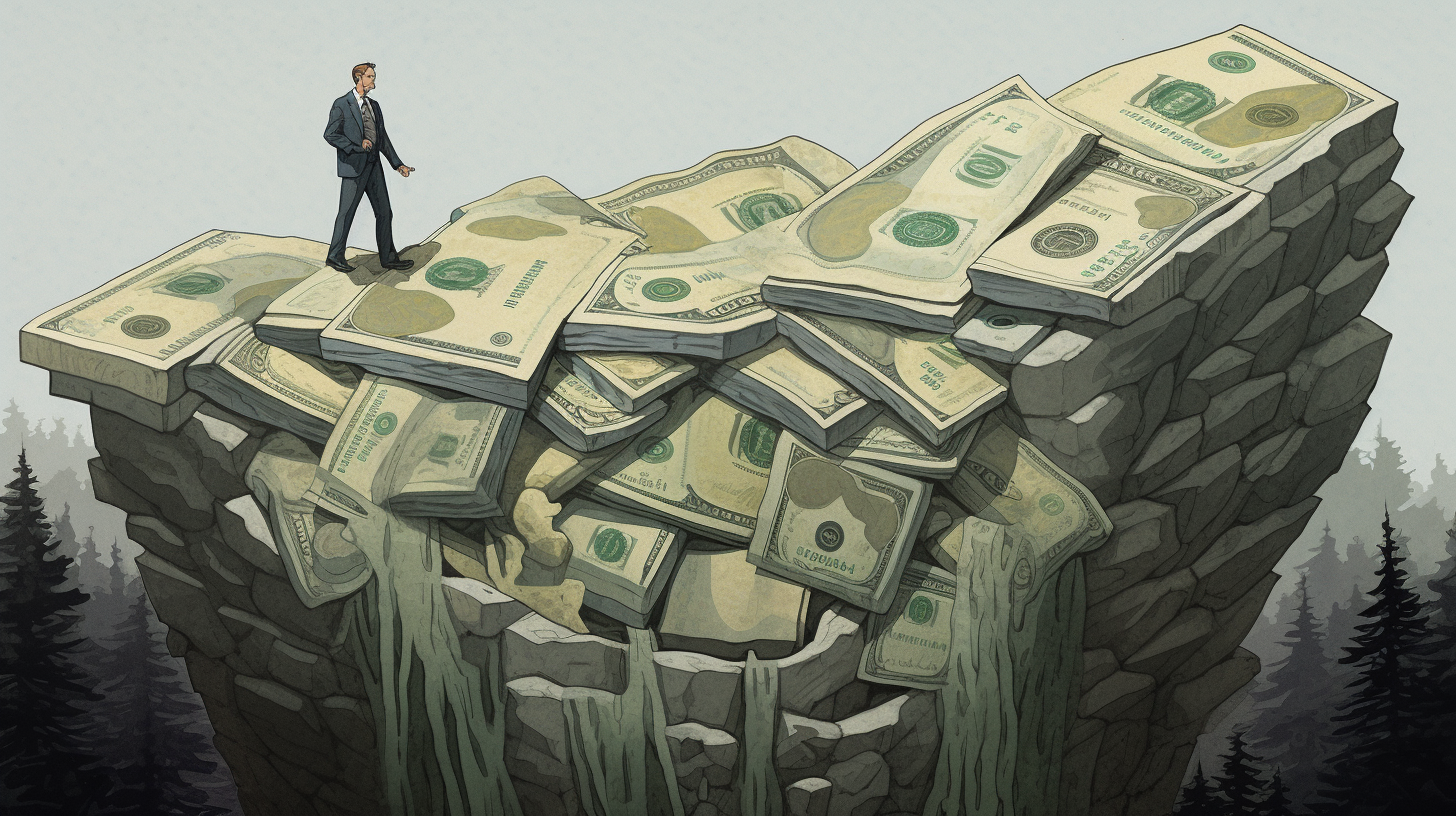 Man on a debt cliff